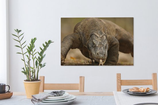 Tableau sur toile Gros plan d'un dragon de Komodo - 60x40 cm - Décoration murale