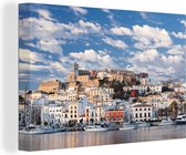 Canvas Schilderij Ibiza-stad bij zonsopkomst - 30x20 cm - Wanddecoratie