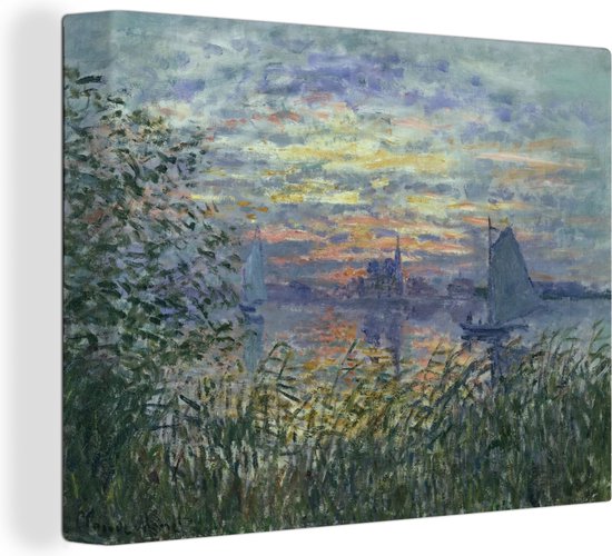 Tableau Toile Claude Monet Coucher De Soleil - Cadre Bois, Prêt à Accrocher, Style Impressionniste