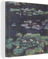 Canvas Schilderij Witte en gele waterlelies - Schilderij van Claude Monet - 20x20 cm - Wanddecoratie