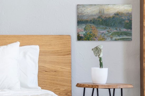 Tableau Toile Le Jardin des Tuileries - Peinture de Claude Monet - 30x20 cm - Décoration murale