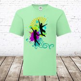 Meisjes t-shirt dance mint -Fruit of the Loom-110/116-t-shirts meisjes