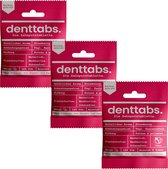 Denttabs tandpastatabletten met aardbeiensmaak - zonder fluor- 3x 125 stuks - vegan - plasticvrij