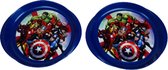 MARVEL Avengers kinderservies dinerbord - Donkerblauw / Multicolor - Kunststof - ø 20,5 cm - Set van 2 - Servies - Kinderservies - Bordje - Eten - Marvel - Cadeau