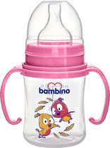 Bambino Roze 150 ml Brede Hals Fles met Grip Handvatten B817