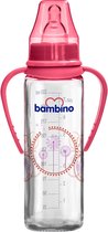 Bambino Rood 225 ml Glazen Fles met Grip Handvatten B016