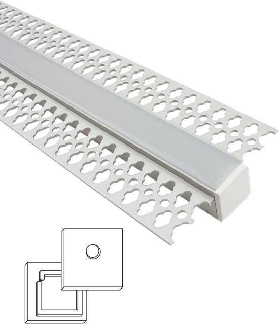 1,5 meter led profiel - Stucprofiel smal - Profiel voor led strips - Aluminium - Wit