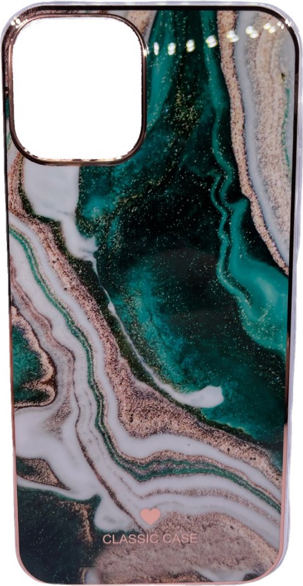 iPhone 12/12 Pro marmer design hoesje - 4 verschillende kleuren - Wit/Goud - Paars - Groen - Blauw - Design - Patroon - Telehoesje - Goedkoop - Stevig - Leuk - Marble phone case - Phone case