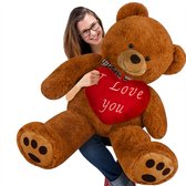 Teddybeer met hart - Knuffelbeer bruin - Teddybeer met I love you - bruine beer - Knuffel - Liefdes beer - bruine bear - 150 cm - Romantisch - Valentijns cadeau - Valentijn cadeautje voor haa