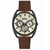 Lee Cooper LC06664.672 - Horloge - Analoog - Mannen - Heren - leren band - Bruin - Zwart - Beige