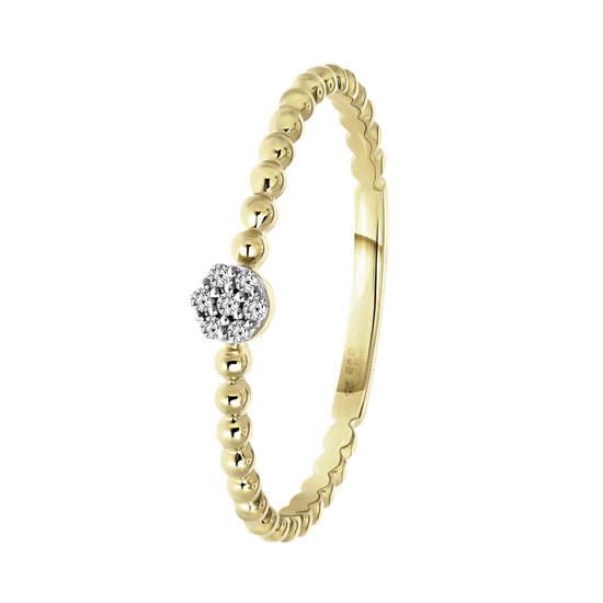 Bague en or jaune 14K avec 7 boules de diamants 0.025ct.