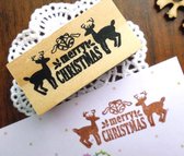 stempel Merry Christmas kerst Rendier 3 x 6 cm