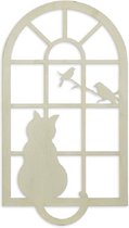 Wanddecoratie - metalen raam - kat in raam - 97,2 cm hoog