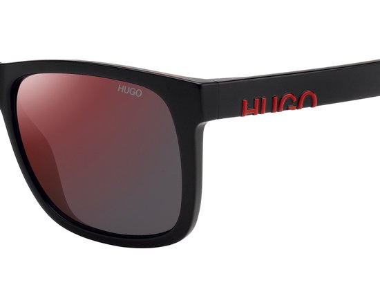 Accessoires Zonnebrillen Hoekige zonnebrillen Hugo Boss Hoekige zonnebril zwart-groen extravagante stijl 