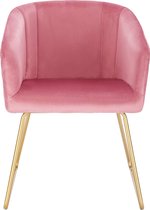 Eetkamerstoel Roze Fauteuil stoel in fluweel metalen voetjes Gouden,keukenstoel Elegant BH271rs-1