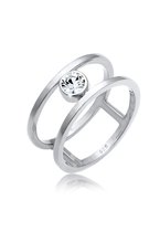 Elli PREMIUM Dames Ring Elli PREMIUM Ring Dames Double Solitaire Radiant met kristallen in 925 sterling zilver