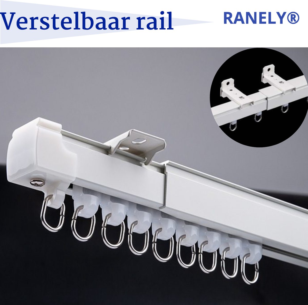 RANELY® Aluminium gordijnrail set - plafondbevestiging - gordijnrails compleet - kant en klaar gordijnroede