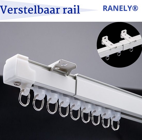 RANELY® Aluminium gordijnrail set - plafondbevestiging - gordijnrails  compleet - kant... | bol
