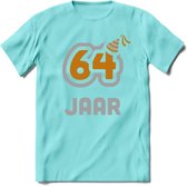 64 Jaar Feest T-Shirt | Goud - Zilver | Grappig Verjaardag Cadeau Shirt | Dames - Heren - Unisex | Tshirt Kleding Kado | - Licht Blauw - S