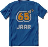 65 Jaar Feest T-Shirt | Goud - Zilver | Grappig Verjaardag Cadeau Shirt | Dames - Heren - Unisex | Tshirt Kleding Kado | - Donker Blauw - L