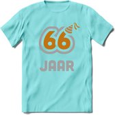 66 Jaar Feest T-Shirt | Goud - Zilver | Grappig Verjaardag Cadeau Shirt | Dames - Heren - Unisex | Tshirt Kleding Kado | - Licht Blauw - M