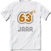 63 Jaar Feest T-Shirt | Goud - Zilver | Grappig Verjaardag Cadeau Shirt | Dames - Heren - Unisex | Tshirt Kleding Kado | - Wit - XXL