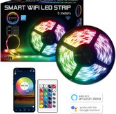Gadgy Led Strip 5 meter - RGB - Smart Led-strip - Smartphone App - Afstandsbediening - Compatible met Google Home en Amazon Alexa