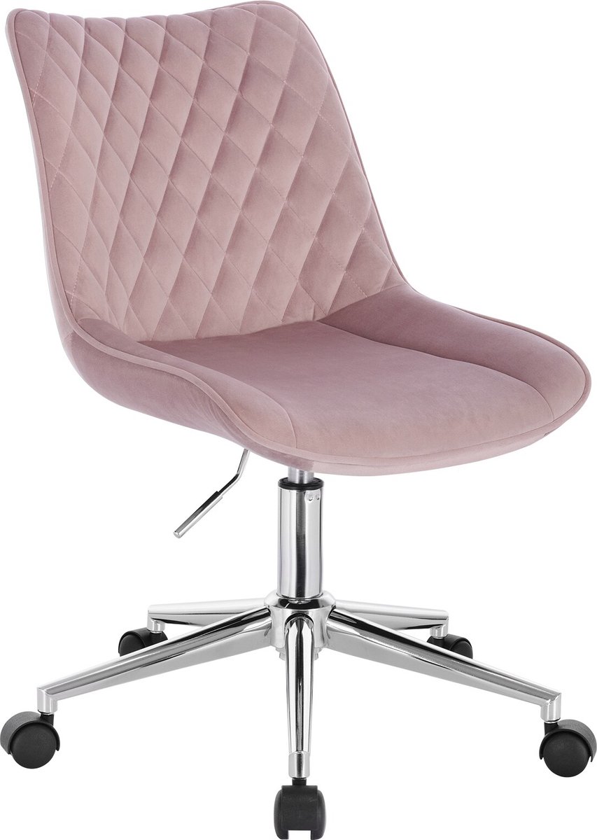 KAMYRA ® Velvet Bureaustoel voor Kinderen & Volwassenen Ergonomisch Verrijdbaar & In Hoogte Verstelbaar Fluweel Roze