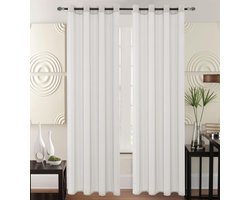 SB Line Kant en Klaar Vitrage Gordijn - Met Ringen - 140x260 cm - Licht Grijs