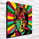 Pop Art John Lennon Acrylglas - 80 x 80 cm op Acrylaat glas + Inox Spacers / RVS afstandhouders - Popart Wanddecoratie