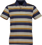 Blue Seven heren poloshirt 321126 blauw/camel streep - M