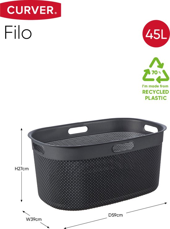 Filo Panier à Linge Gris Foncé 45l 59x39xh27cm