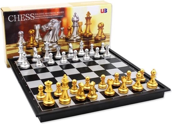 Afbeelding van het spel Merwey Middeleeuws Schaakbord - Schaakspel - Compleet Met Magnetische Schaakstukken - Opvouwbaar & Magnetisch - Schaak - 25x25 Centimeter