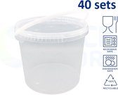 40 x Seau rond de 5,5 litres avec couvercle (Transparent) - Convient pour l'alimentaire et le non-alimentaire - Convient au lave-vaisselle, au micro-ondes et au congélateur - Fabriqué en Allemagne