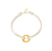 Satijnen armband - verstelbaar - love live - circle - goud - offwhite