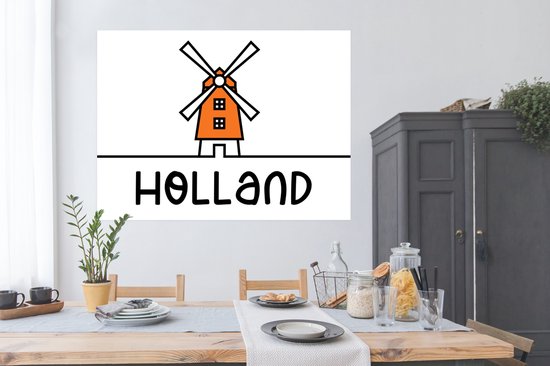 Moulin à affiches - Oranje - Wit - Holland - 160x120 cm XXL