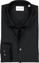 Calvin Klein slim fit overhemd - 2-ply stretch - black - Strijkvriendelijk - Boordmaat: 40