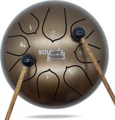 SoundsGood® Steel Tongue Drum - Handpan - 17 cm - 8 Tongen - Klankschaal incl. Beschermtas & Songbook - Steel Tongue Drum - Bruin
