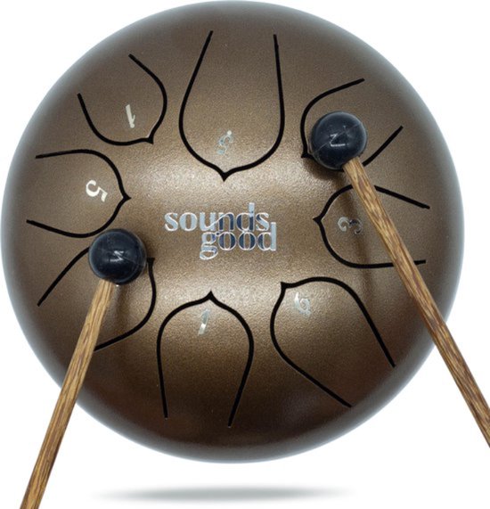 SoundsGood® Steel Tongue Drum - Handpan - 17 cm - 8 Tongen - Klankschaal  incl.... | bol