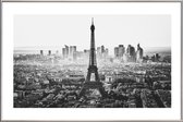 JUNIQE - Poster met kunststof lijst Paris Skyline -13x18 /Grijs & Wit