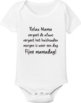 Rompertjes baby met tekst - Relax mama, fijne moederdag - Romper wit - Maat 50/56