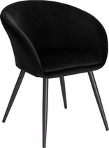 Kamyra® Velvet Eetkamerstoel - Gestoffeerd & Met Armleuning - 1 stuk - Eetkamerstoelen voor bij de Eettafel - Fauteuil - Zwart