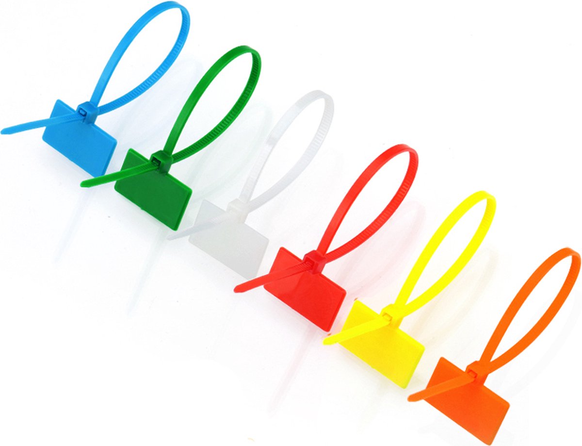Kabelbinder set - 100 stuks - Multicolor - Label - Allteq