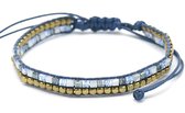 Armband Dames - Kralen Glas en Metaal - Verstelbaar - Blauw