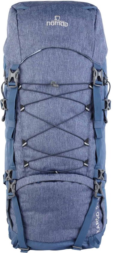 NOMAD®  Karoo SlimFit 65 L Backpack  - Easy Fit Explorer  -  steel - Gratis Regenhoes - Blauw