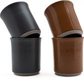 Koffiekopjes - koffiemok - koffiebeker - set van 4 kopjes - 150ML - keramiek - hip en trendy - kado voor hem & haar - donkergrijs - bruin/congac