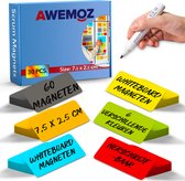 AWEMOZ Scrum Magneten - 30 stuks - Voor Whiteboard, Magneetbord, Memobord of Magnetisch Tekenbord – Herschrijfbare Magneten op Koelkast - Post It Notes – Kanban - 7,5 cm Breed x 2,5 cm Lang -
