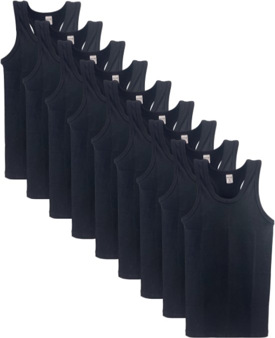 9 stuks SQOTTON halterhemd - 100% katoen - zwart - Maat XL