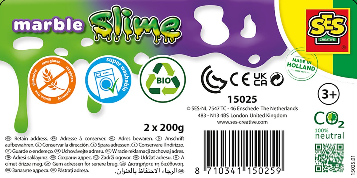 Ses Creative Slime marbré - Pack duo 400 g - 15025 à prix pas cher