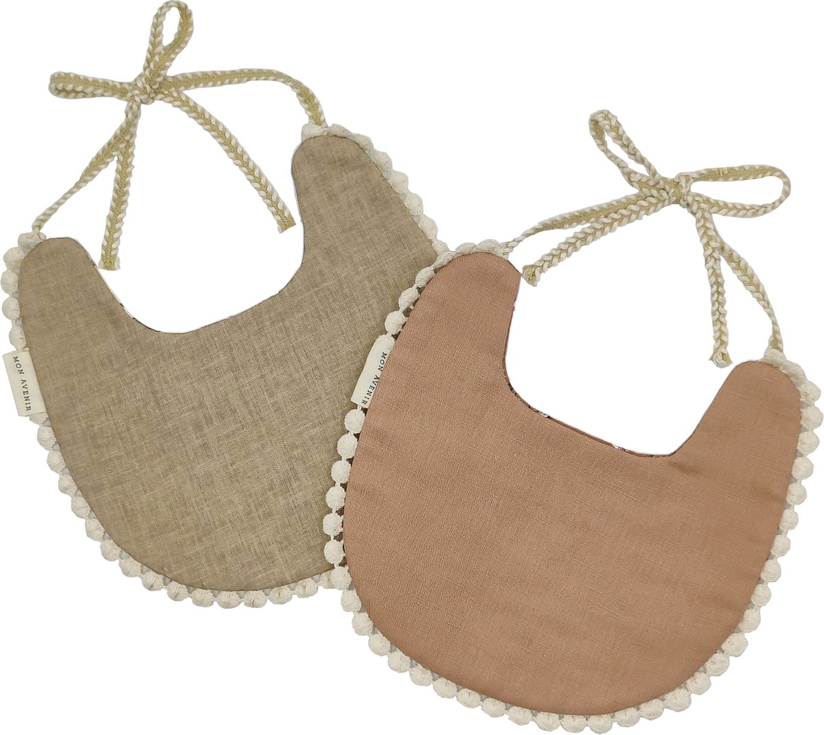 Goedkoopste Mon Avenir - Baby Slabbetjes - Bloemetjes - Wit - Bruin - set van 2 Boho Slabbetje